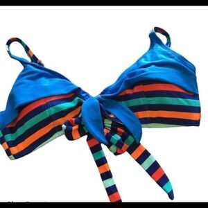 #124 STRIPPED TIE BACK BIKINI TOP